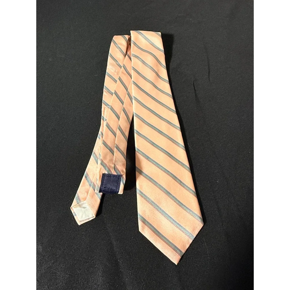 Learbury Briar Mens Pink Striped Silk Cotton Blend Oxford Necktie Hand Fashioned
